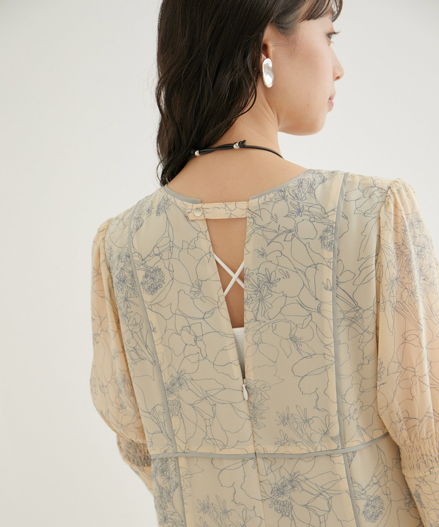 VIS「【WEB限定】配色パイピング袖バルーンワンピース【洗える】」|ワンピース|