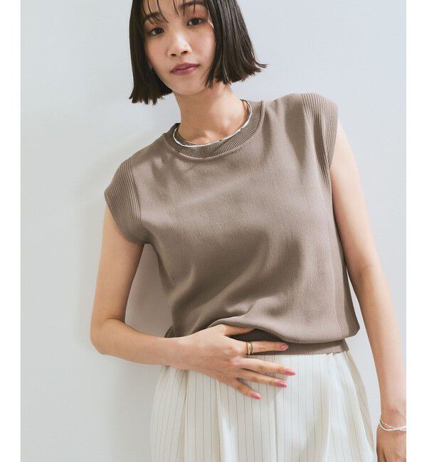 VIS「【UVケア/接触冷感/洗える】美人スリーブニット」|ニット・セーター|ブラウン系(22)