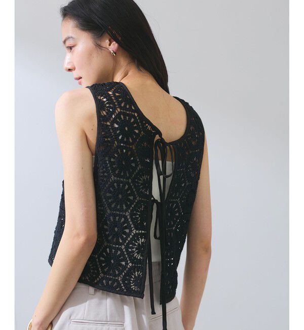 VIS「【WEB限定】【前後2WAY】サマーレースベスト」|ベスト・ジレ|ブラック(01)