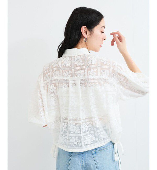 VIS「ドロストボリュームスリーブシャツ（レース・無地）」|シャツ・ブラウス|