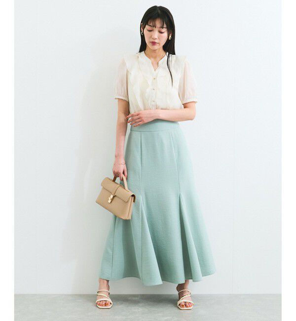 VIS「【洗える】シアーラッフル半袖ブラウス」|シャツ・ブラウス|