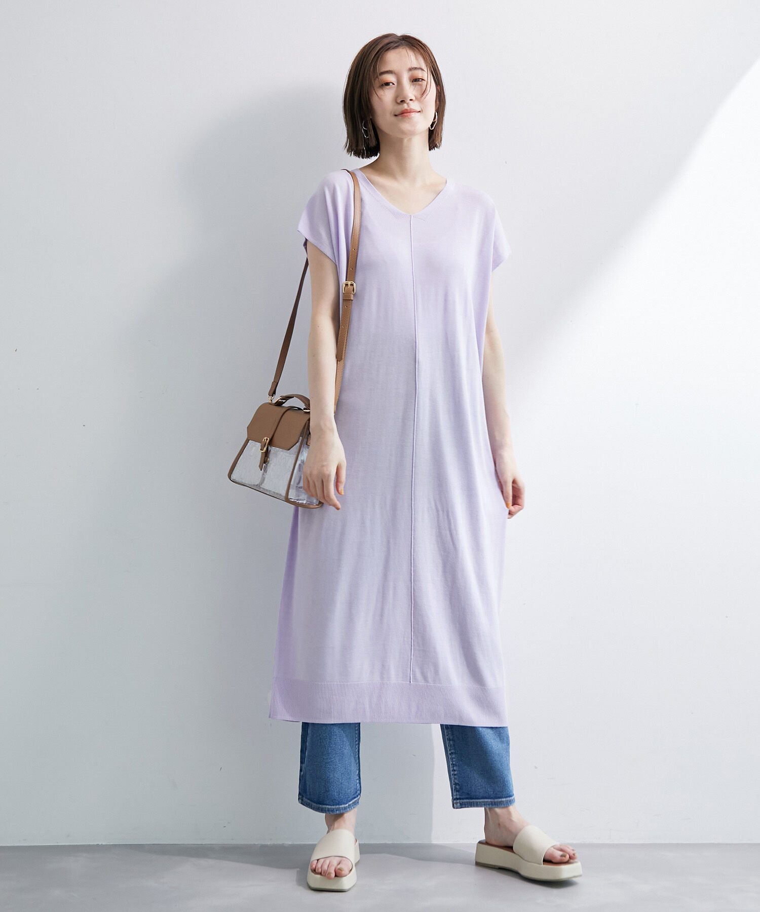 Rope&rsquo;Picnic「接触冷感・UVカット/Smart Ice/センターシームニットワンピース」|ワンピース|