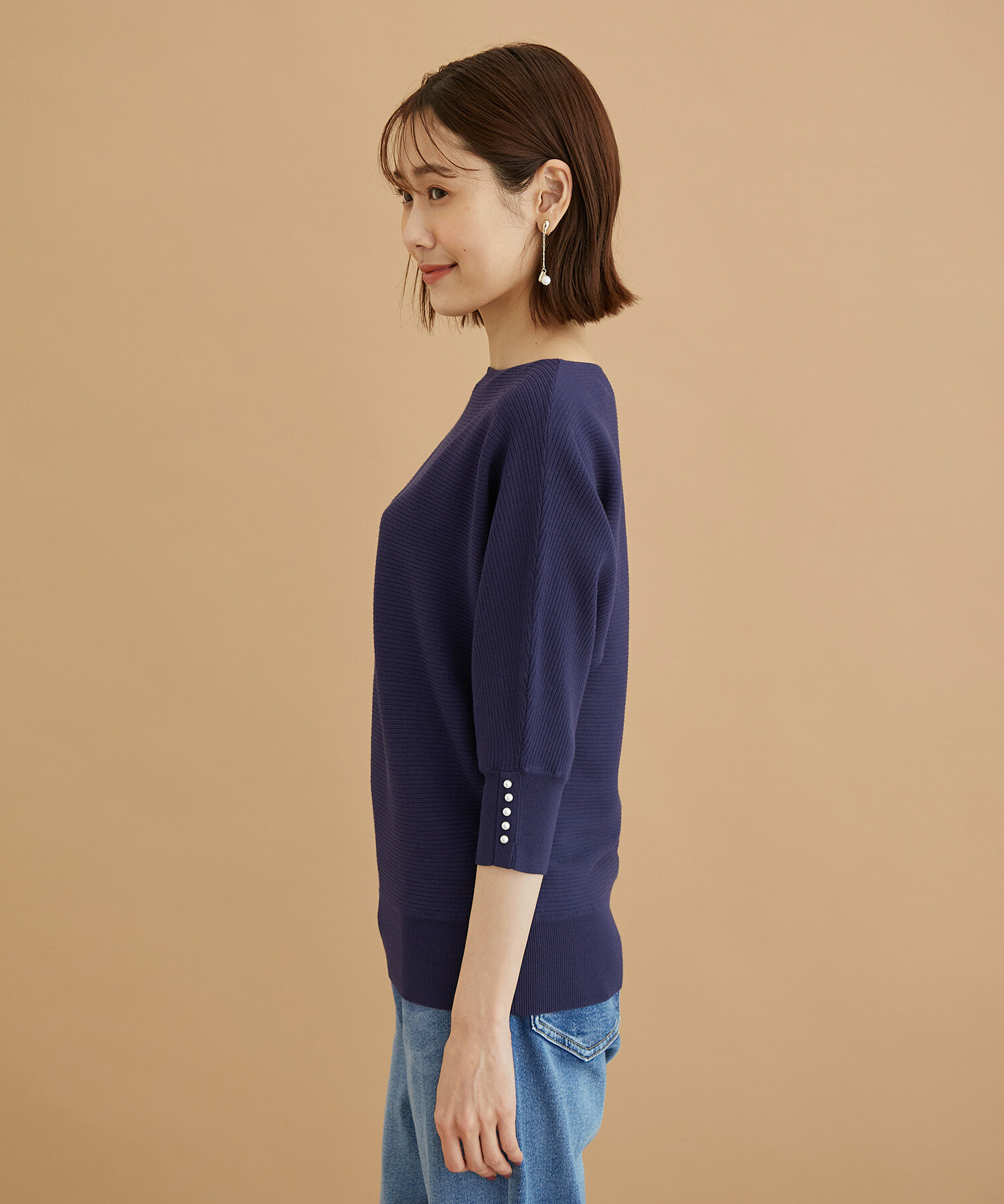 Rope&rsquo;Picnic「7分袖パールドルマンニット」|ニット・セーター|