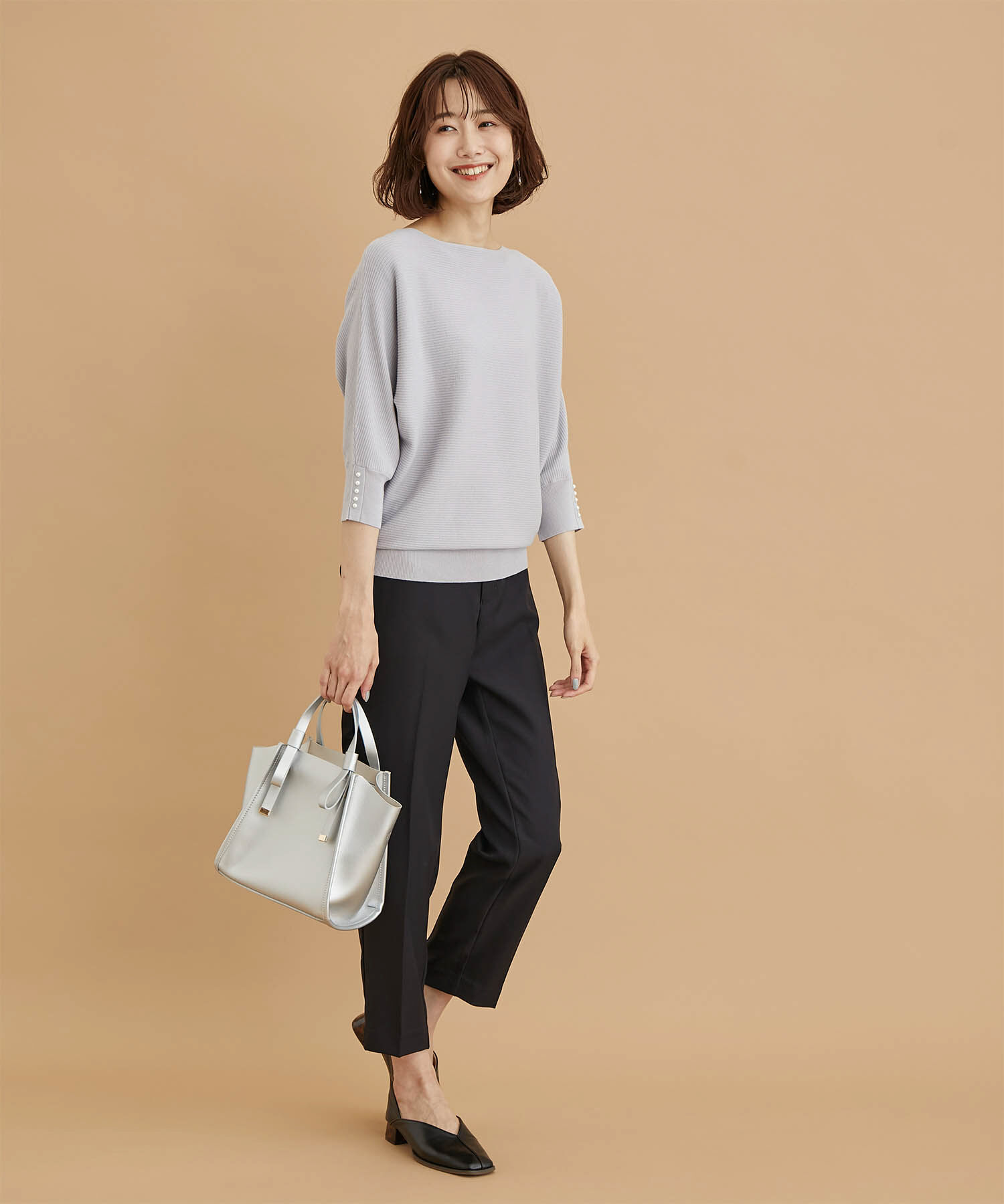 Rope&rsquo;Picnic「7分袖パールドルマンニット」|ニット・セーター|