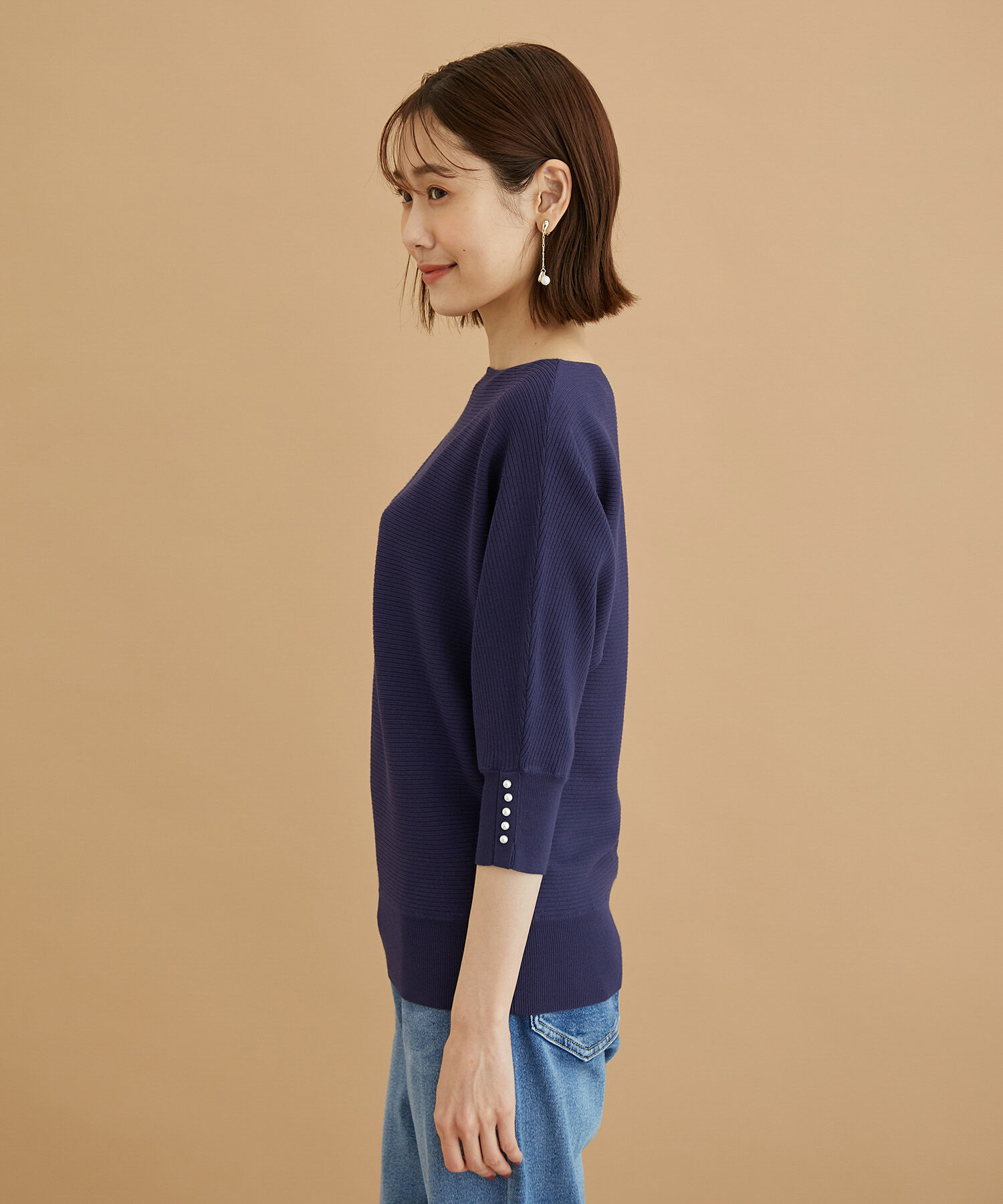 Rope&rsquo;Picnic「7分袖パールドルマンニット」|ニット・セーター|