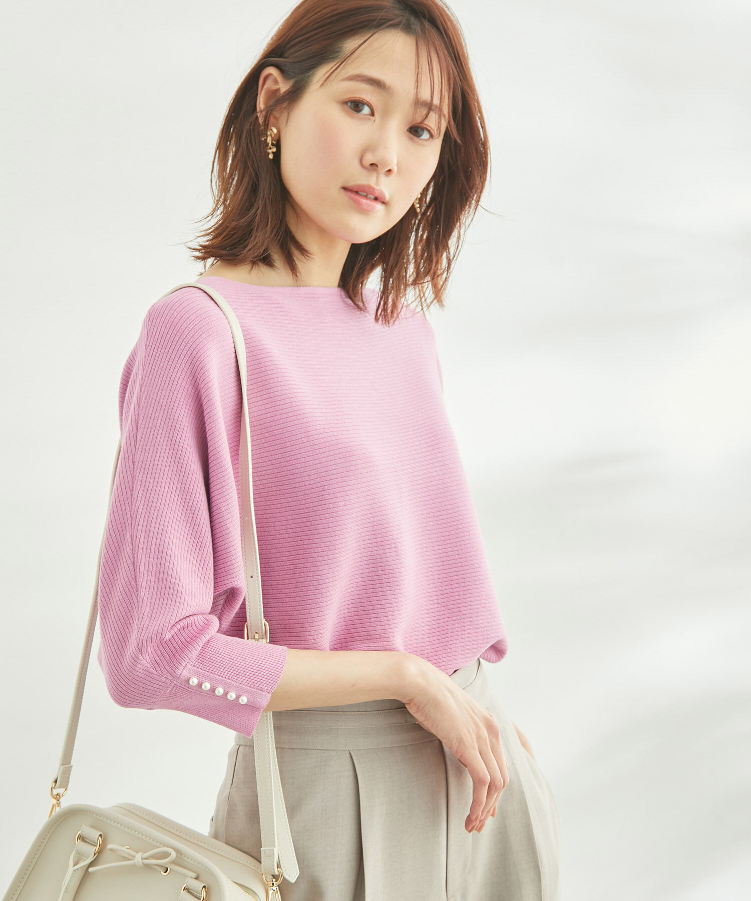 Rope&rsquo;Picnic「7分袖パールドルマンニット」|ニット・セーター|