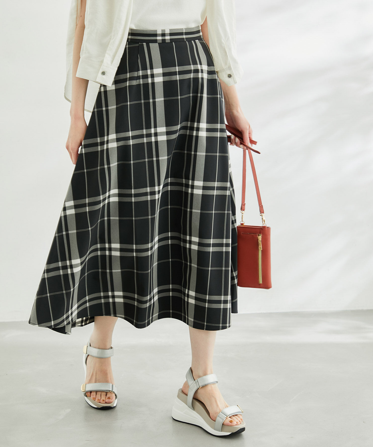 Rope&rsquo;Picnic「チェックボリュームスカート」|スカート|ブラック(01)