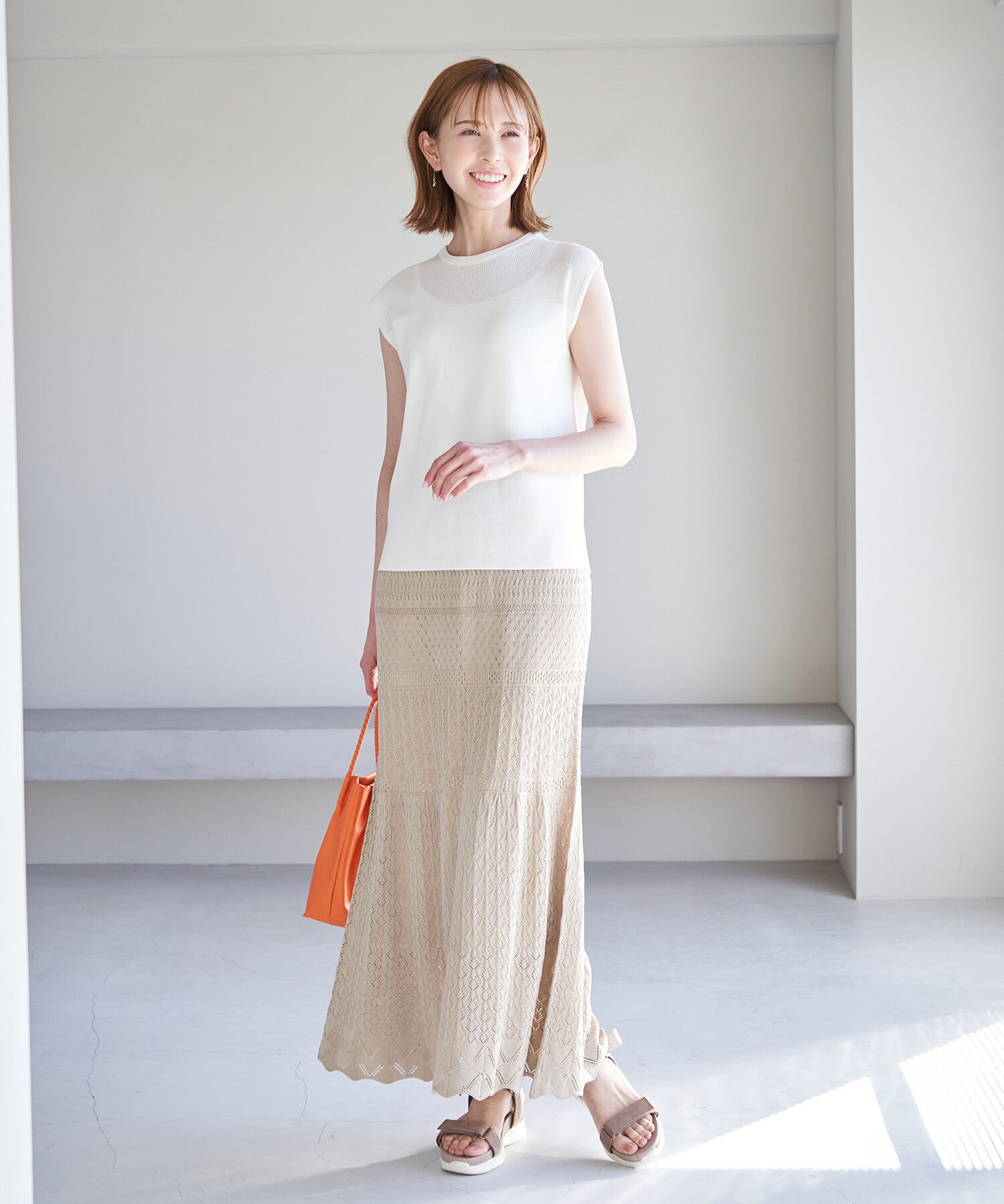 Rope&rsquo;Picnic「Beauty knit/デコルテシアーゼロスリーブニットプルオーバー」|ニット・セーター|