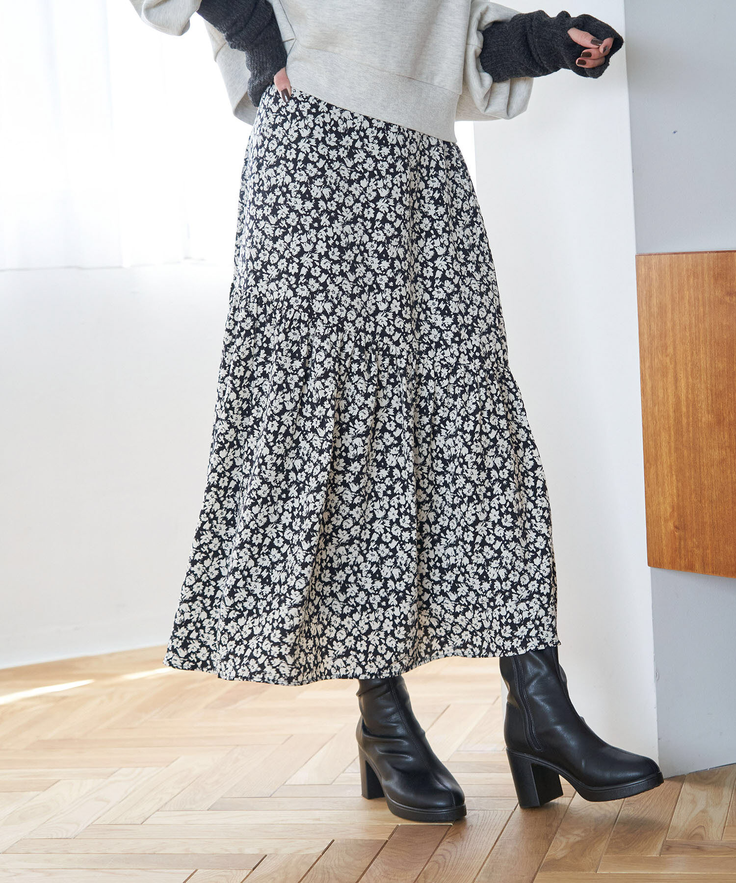 Rope&rsquo;Picnic「【一部店舗限定】アソート柄ティアードスカート」|スカート|