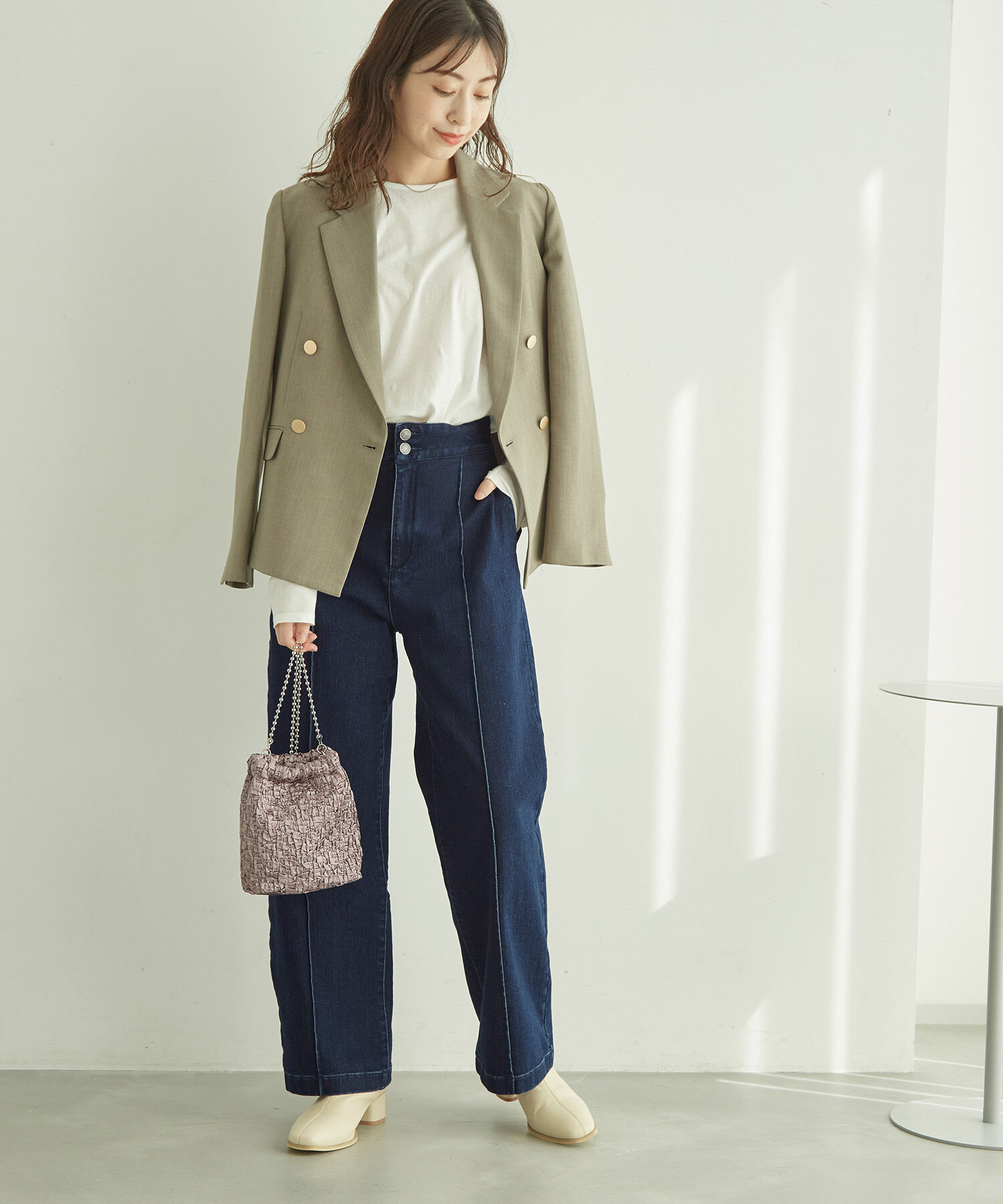 Rope&rsquo;Picnic「【CM着用商品】ウエストシェイプストレートワイドデニム」|デニム|