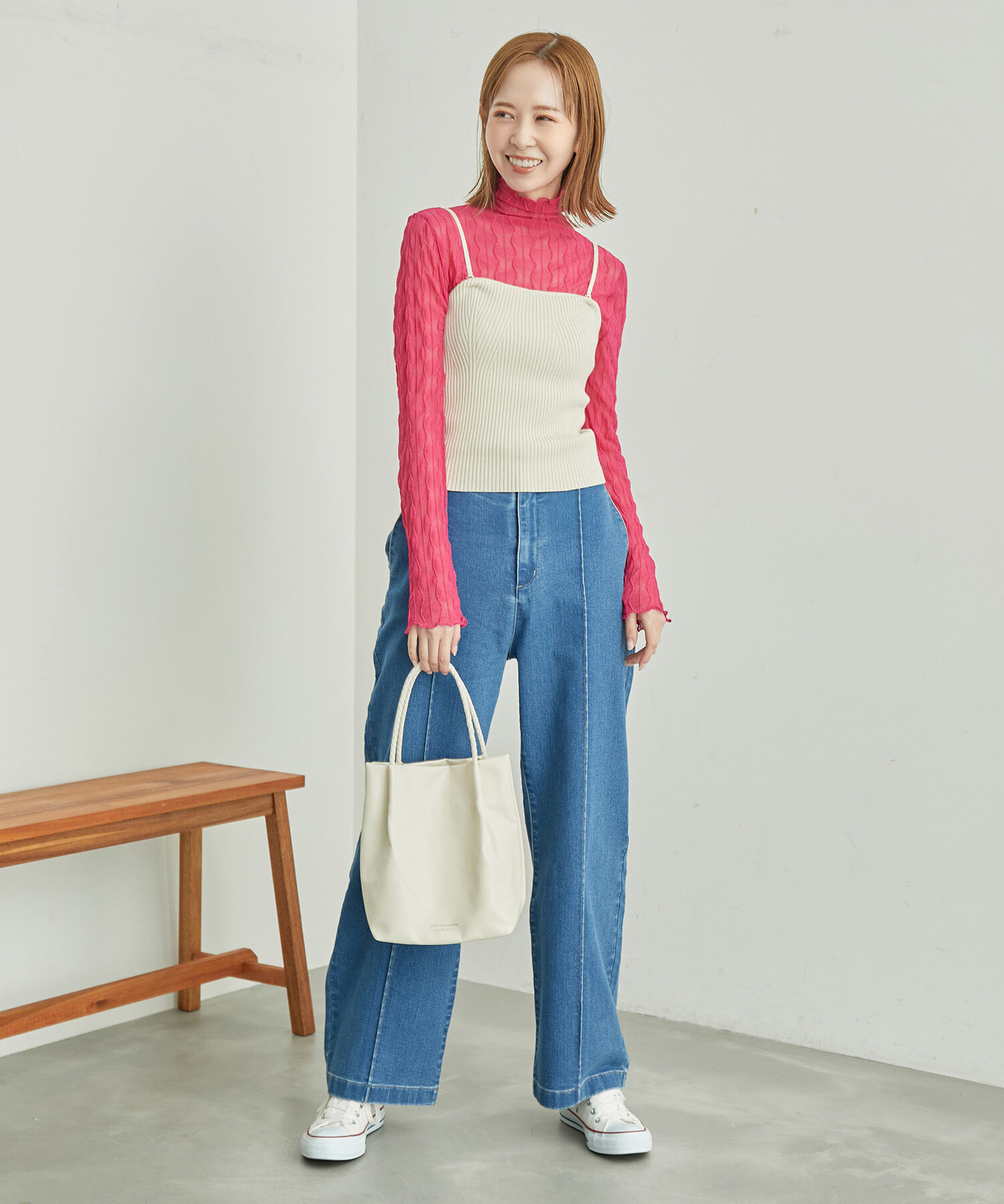 Rope&rsquo;Picnic「【CM着用商品】ウエストシェイプストレートワイドデニム」|デニム|