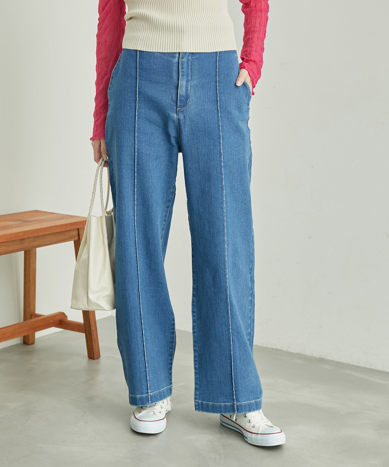 Rope&rsquo;Picnic「【CM着用商品】ウエストシェイプストレートワイドデニム」|デニム|