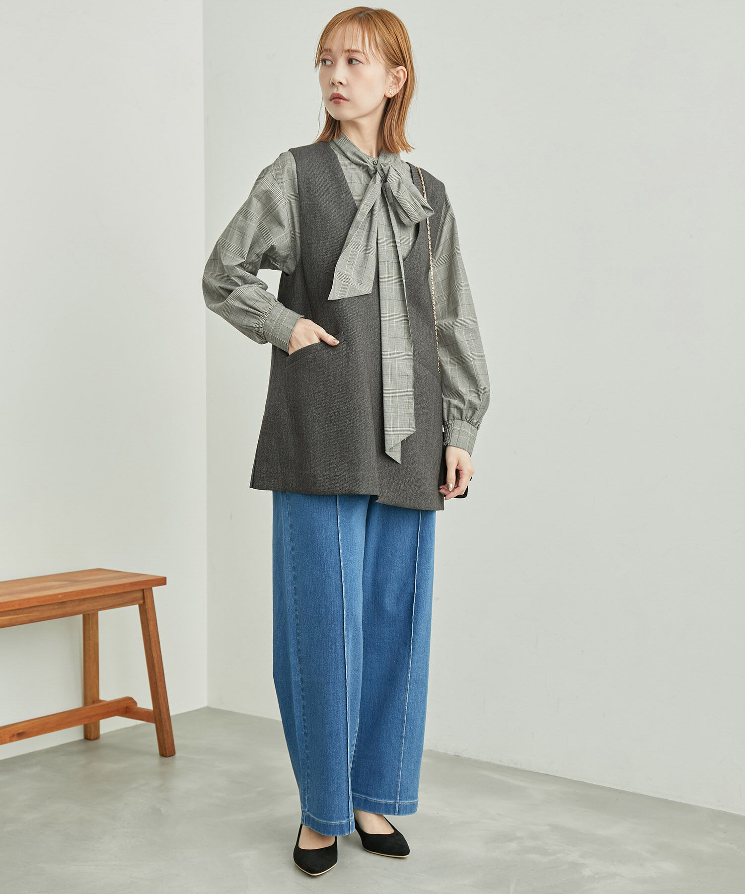 Rope&rsquo;Picnic「セットアップ対応/スリートーンツイードベスト」|ベスト・ジレ|