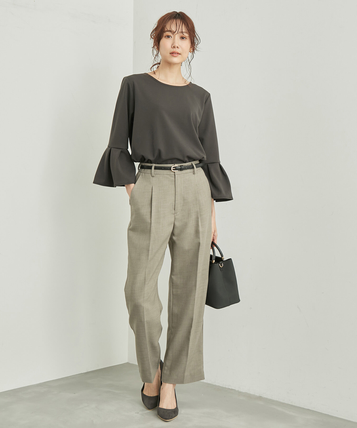 Rope&rsquo;Picnic「2WAY・リンクコーデ/カットジョーゼット袖フレアパールトップス」|Tシャツ・カットソー|