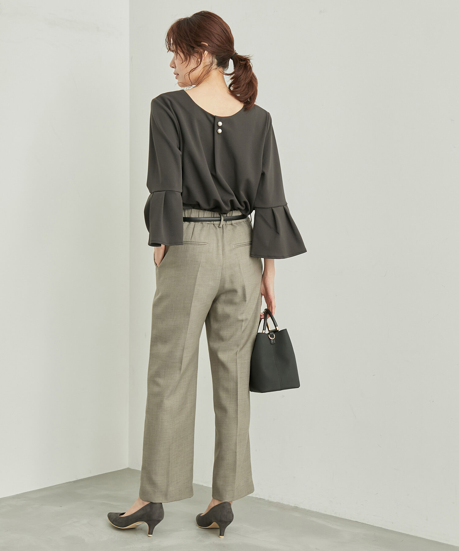 Rope&rsquo;Picnic「2WAY・リンクコーデ/カットジョーゼット袖フレアパールトップス」|Tシャツ・カットソー|