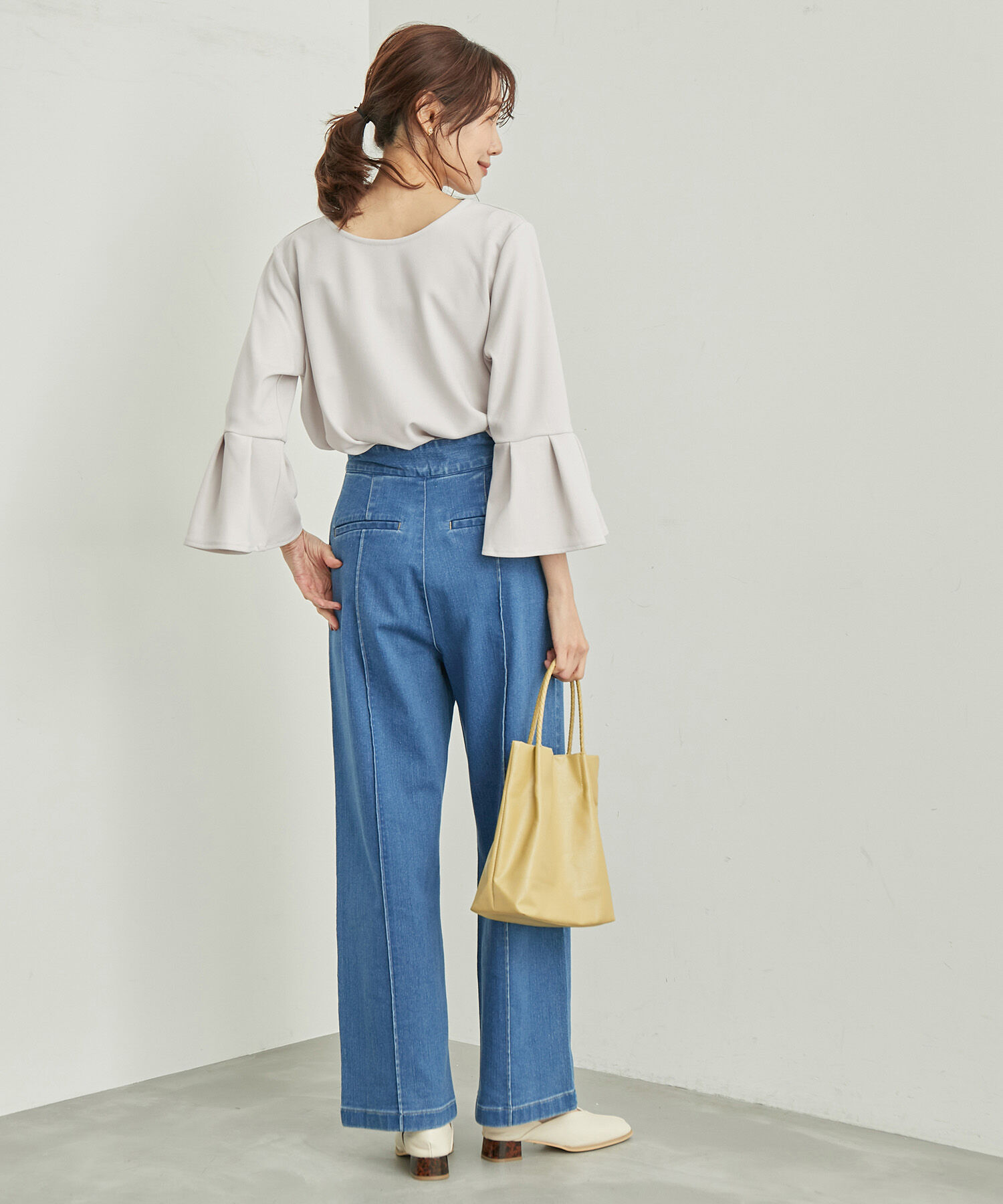 Rope&rsquo;Picnic「2WAY・リンクコーデ/カットジョーゼット袖フレアパールトップス」|Tシャツ・カットソー|