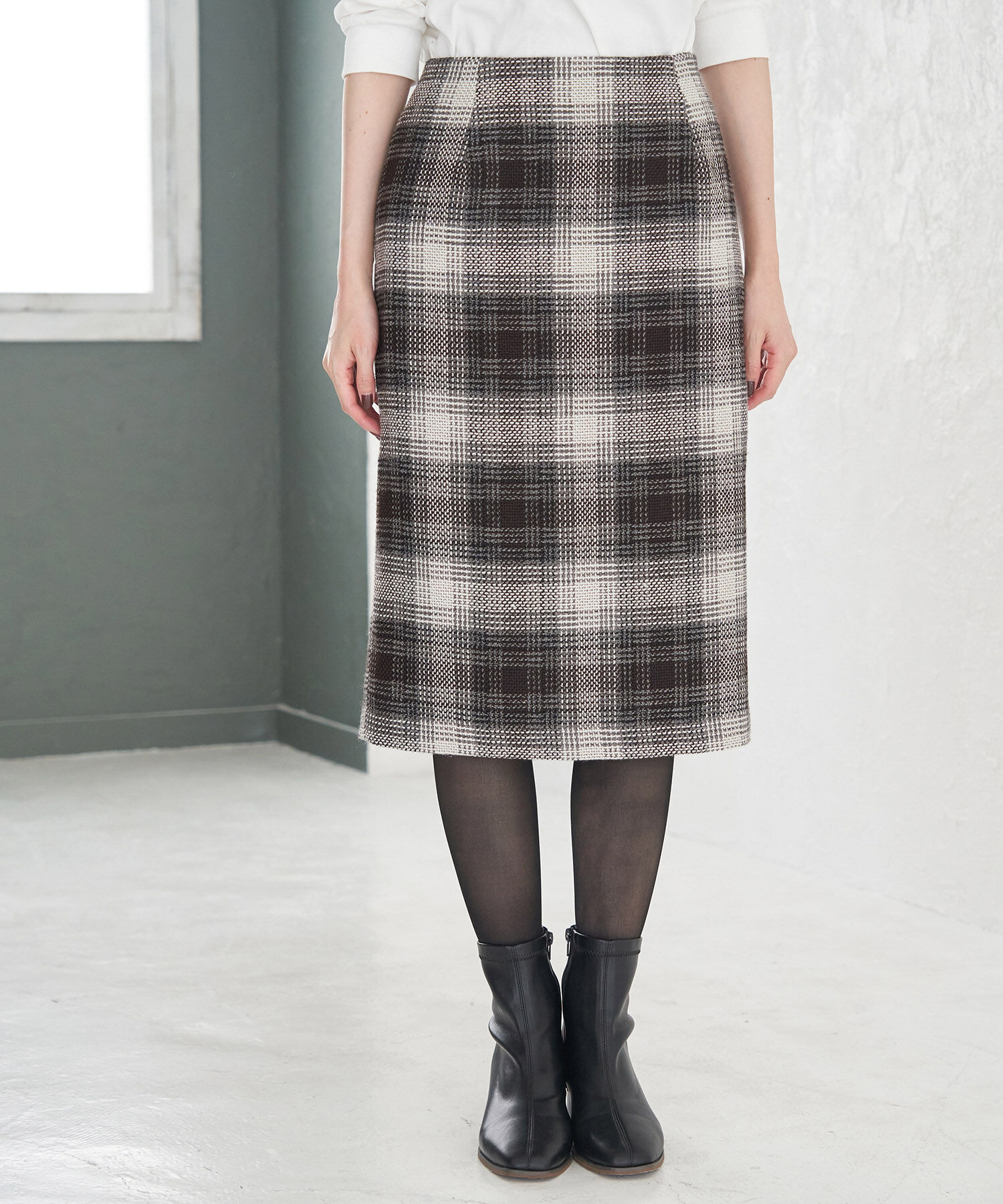 Rope&rsquo;Picnic「【WEB限定】ツイードチェックアイラインスカート」|スカート|