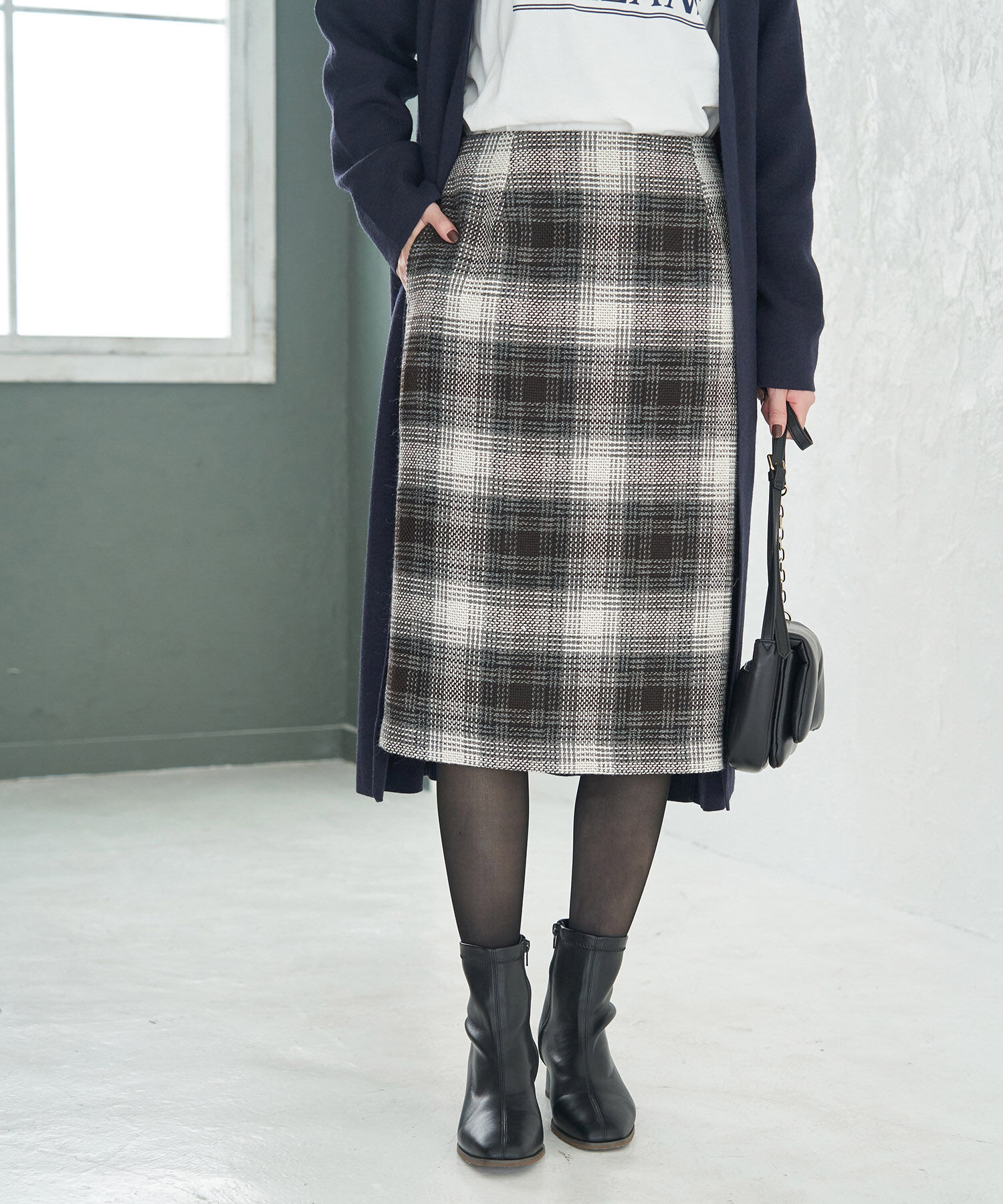 Rope&rsquo;Picnic「【WEB限定】ツイードチェックアイラインスカート」|スカート|