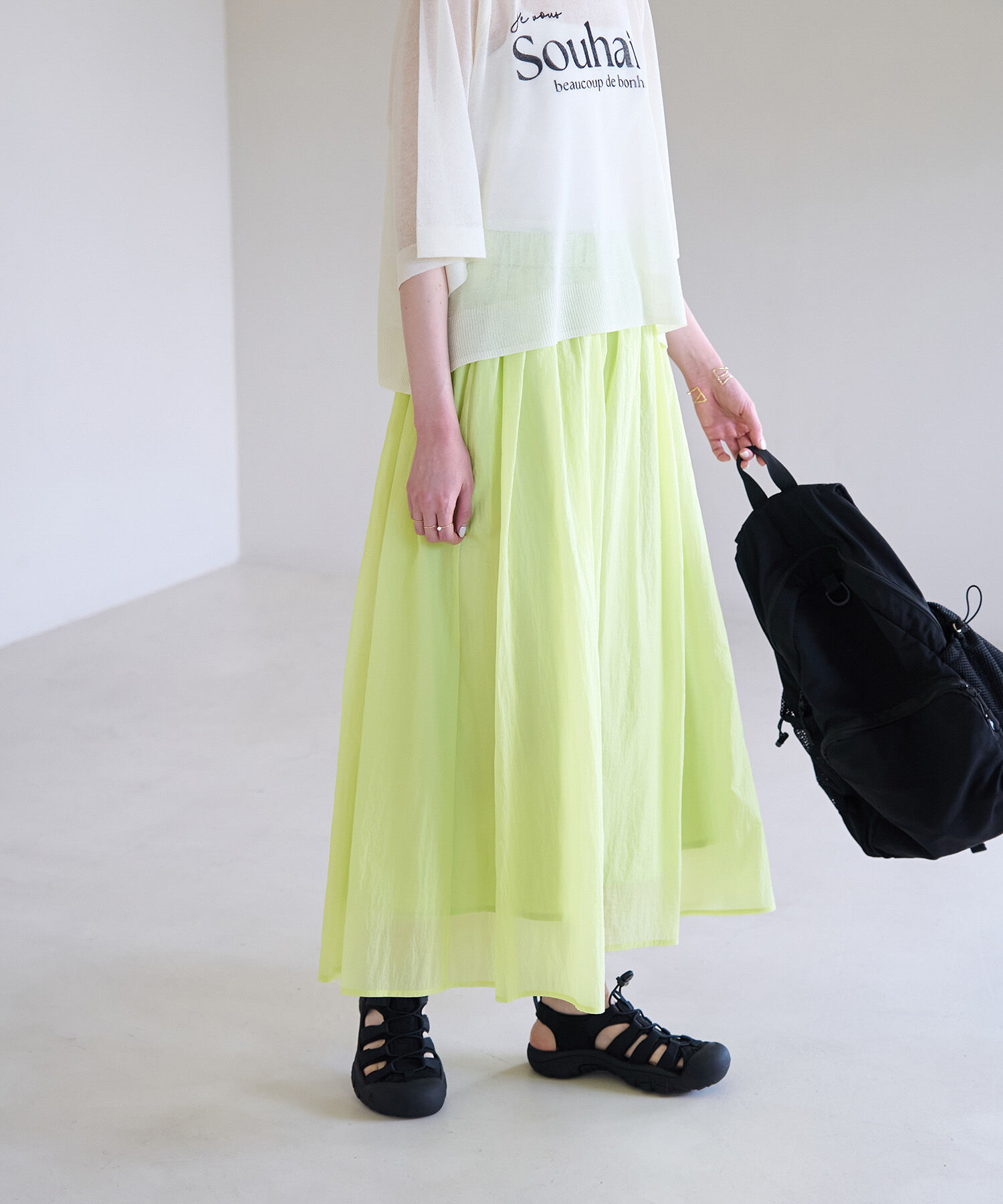 Rope&rsquo;Picnic「シアーナイロンギャザースカート」|スカート|キミドリ(34)