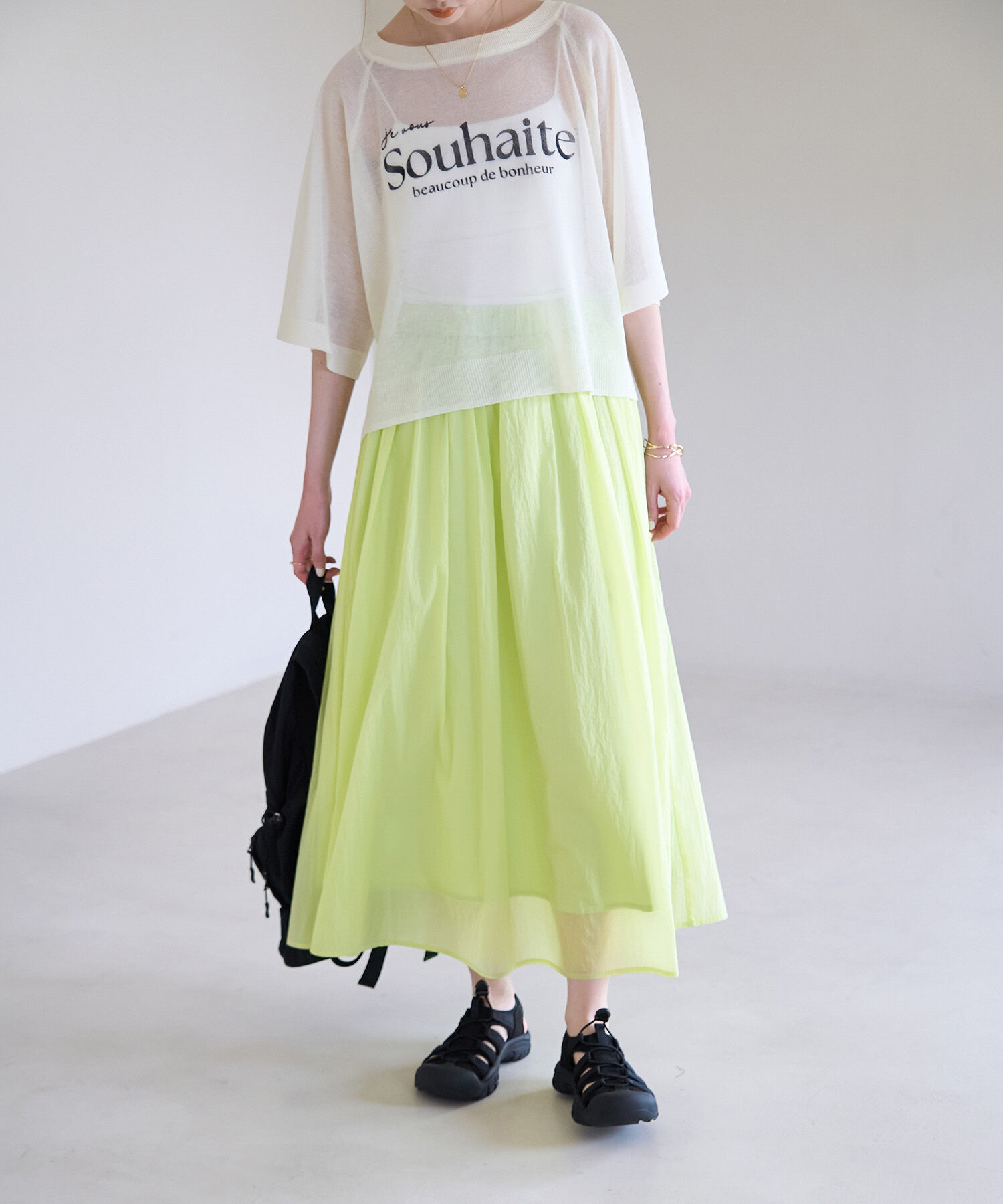 Rope&rsquo;Picnic「シアーナイロンギャザースカート」|スカート|