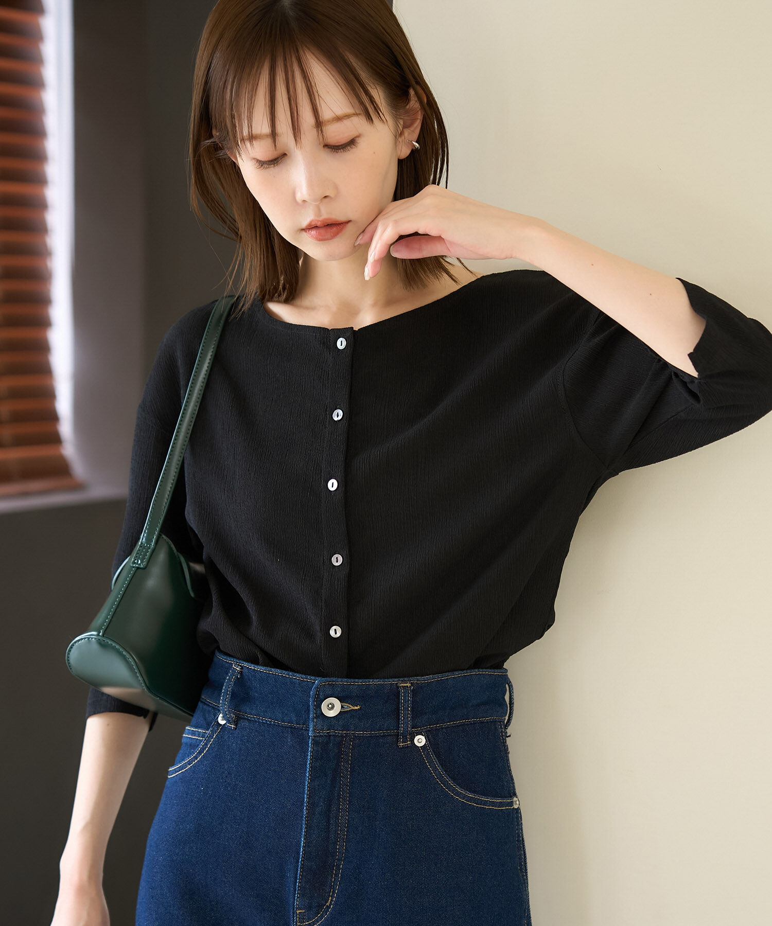 Rope&rsquo;Picnic「2WAY/シアー楊柳カーディガンプルオーバー」|カーディガン|ブラック(01)