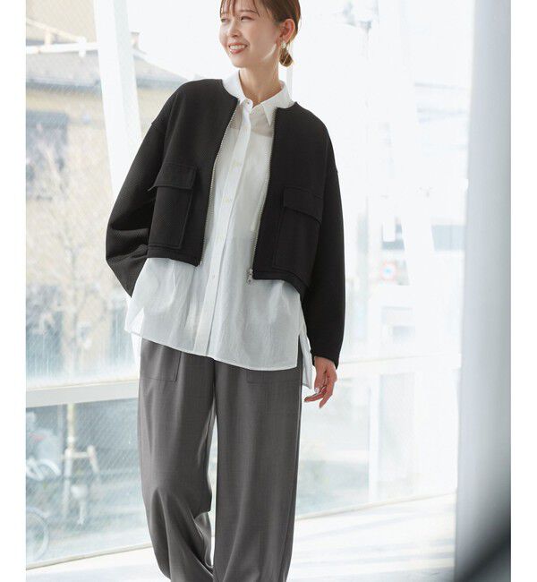 Rope&rsquo;Picnic「幾何柄ジャガードショート丈ブルゾン」|ブルゾン・スタジャン|