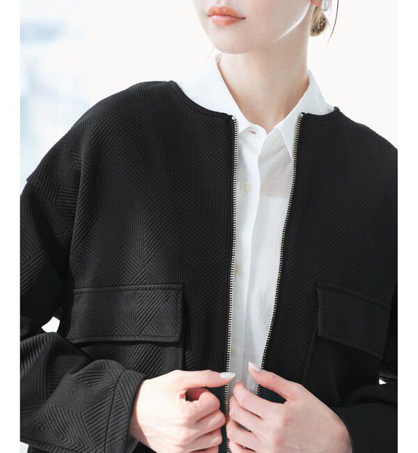 Rope&rsquo;Picnic「幾何柄ジャガードショート丈ブルゾン」|ブルゾン・スタジャン|