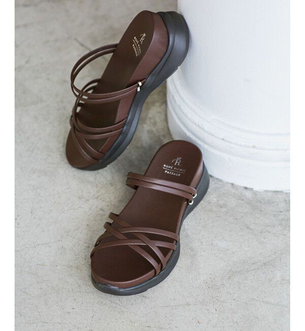 ROPE PICNIC PASSAGE「クロスストリングスライド＆バックスリングサンダル」|サンダル|ブラウン系(22)