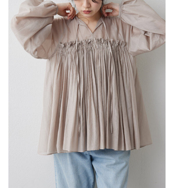  「シルクローンギャザーブラウス」|シャツ・ブラウス|