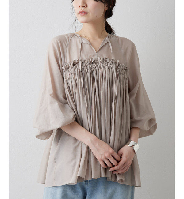  「シルクローンギャザーブラウス」|シャツ・ブラウス|