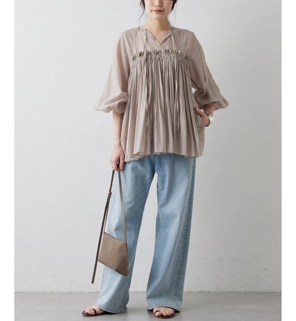  「シルクローンギャザーブラウス」|シャツ・ブラウス|