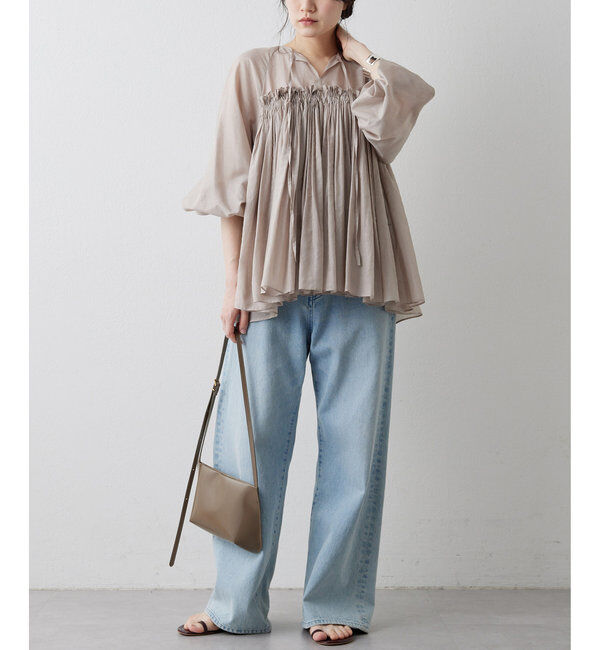  「シルクローンギャザーブラウス」|シャツ・ブラウス|
