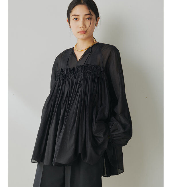  「シルクローンギャザーブラウス」|シャツ・ブラウス|