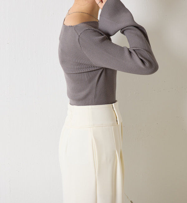  「デザインネックリブニット」|ニット・セーター|