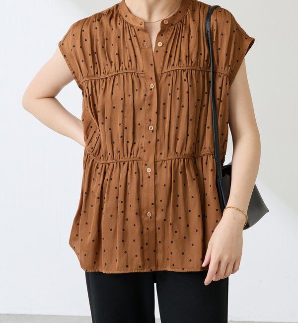  「サテンドットプリントブラウス」|シャツ・ブラウス|