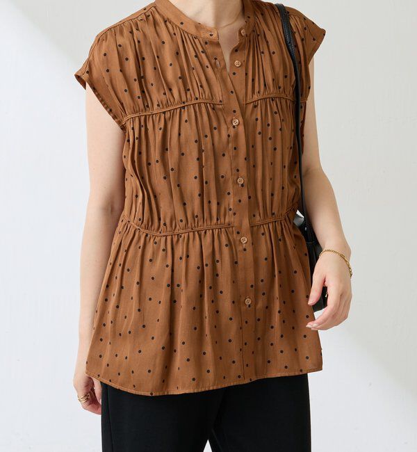  「サテンドットプリントブラウス」|シャツ・ブラウス|