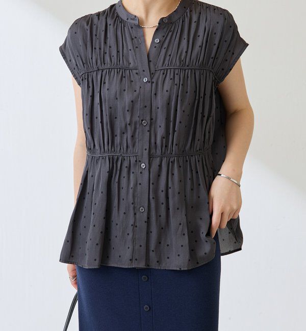  「サテンドットプリントブラウス」|シャツ・ブラウス|