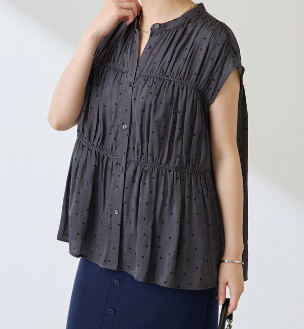  「サテンドットプリントブラウス」|シャツ・ブラウス|