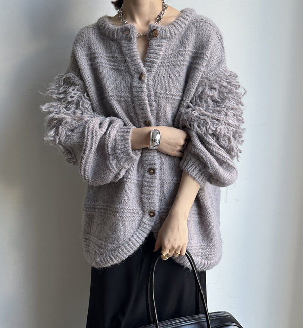  「【WEB限定】フリンジオーバーカーディガン」|カーディガン|