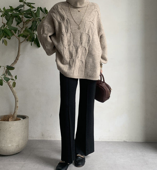  「【WEB限定】ケーブルタートルニット」|ニット・セーター|
