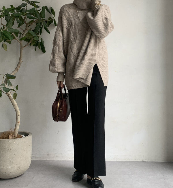  「【WEB限定】ケーブルタートルニット」|ニット・セーター|