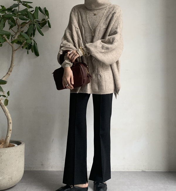  「【WEB限定】ケーブルタートルニット」|ニット・セーター|