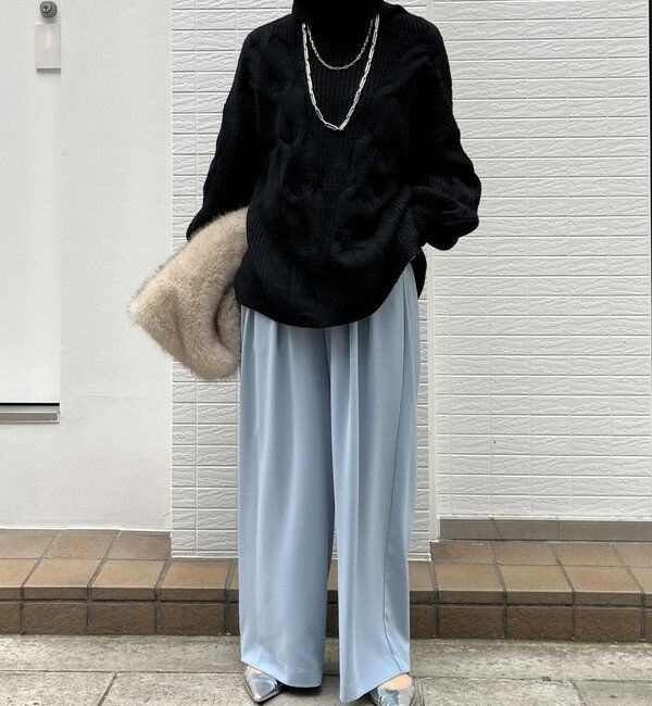  「【WEB限定】ケーブルタートルニット」|ニット・セーター|