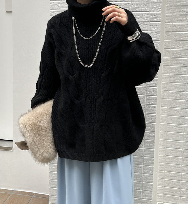  「【WEB限定】ケーブルタートルニット」|ニット・セーター|