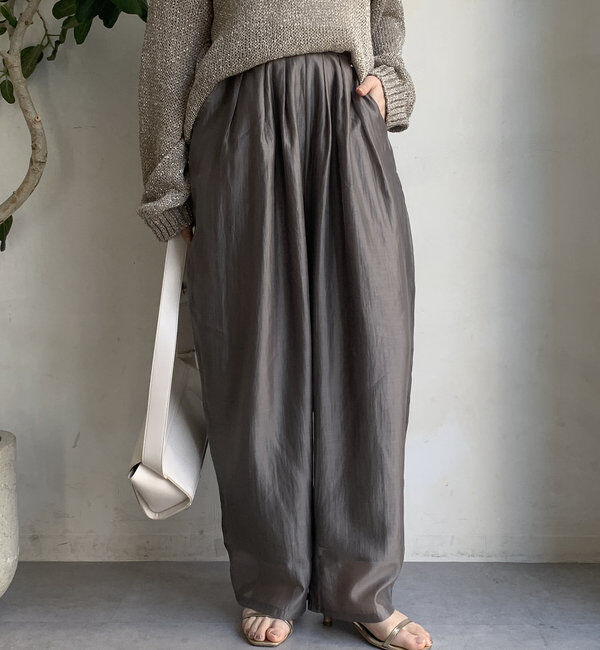  「【WEB限定】シアーリヨセルスリータックパンツ」|チノ|グレー