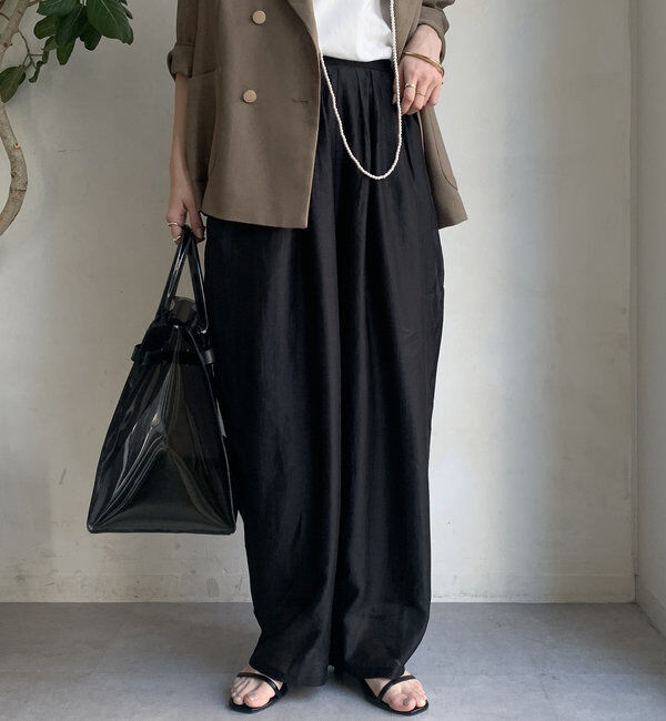  「【WEB限定】シアーリヨセルスリータックパンツ」|チノ|