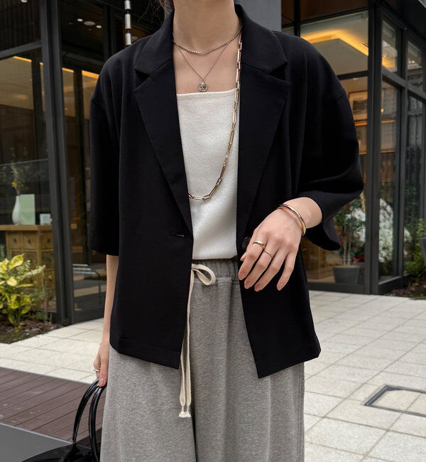  「接触冷感5分袖ジャケット」|テーラードジャケット|