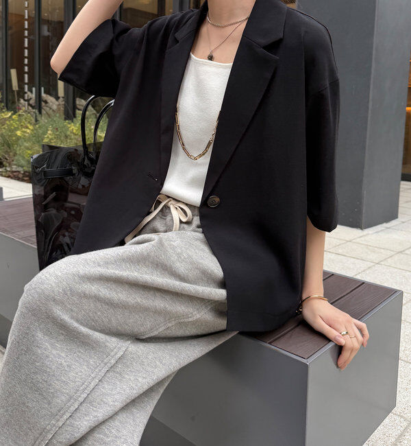  「接触冷感5分袖ジャケット」|テーラードジャケット|