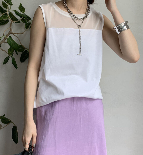  「チュール切替タンク」|Tシャツ・カットソー|