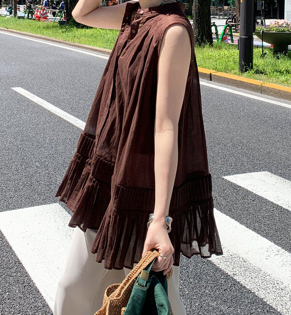  「プリーツ切替タンクブラウス」|シャツ・ブラウス|